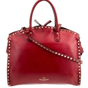 Valentino Red Studded Leather Satchel
